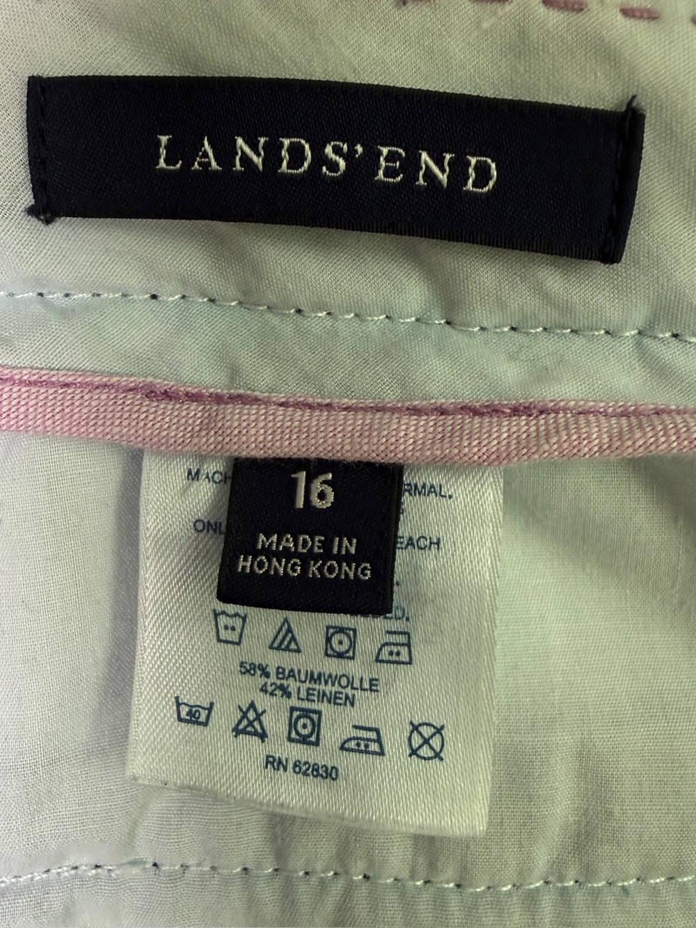 Lands End Cotton Linen Trousers Navy Denim Look Old Money Quiet Luxury 16 - Picture 6 of 12